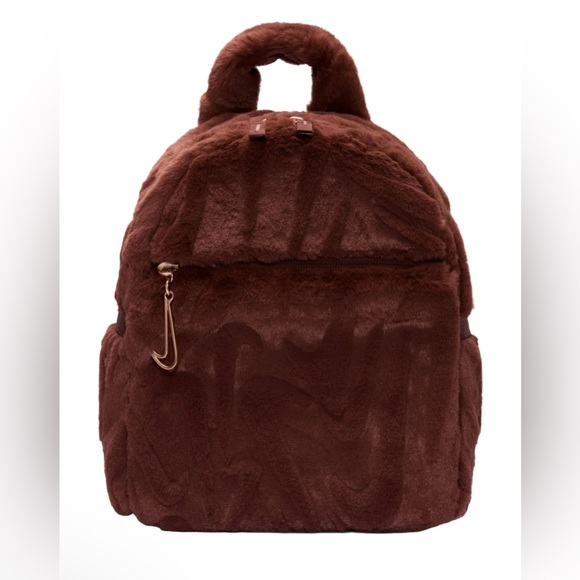 NIKE Elegant White Faux Fur Backpack - Picture 3 of 7